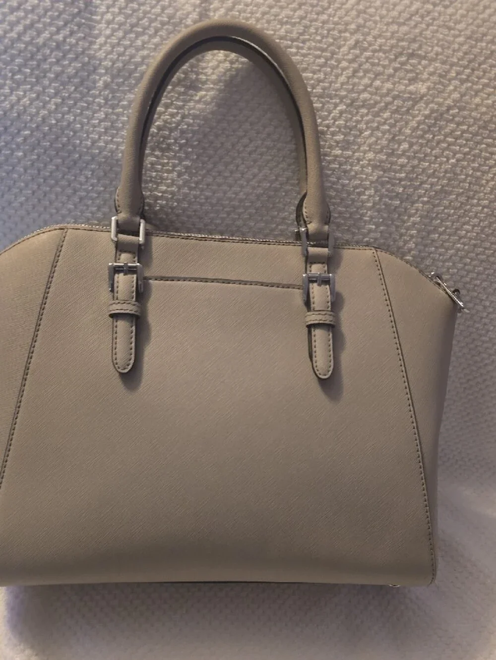 Michael Kors Pebble Leather Dome Satchel in Taupe